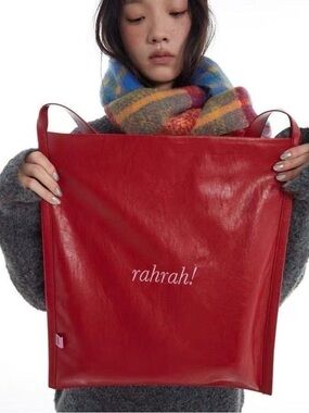 Red Leather Tote Bag - Women's Fashion Carryall